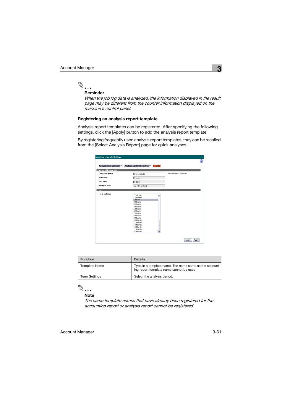 Registering an analysis report template, Registering an analysis report template -61 | Konica Minolta PageScope Enterprise Suite User Manual | Page 76 / 203