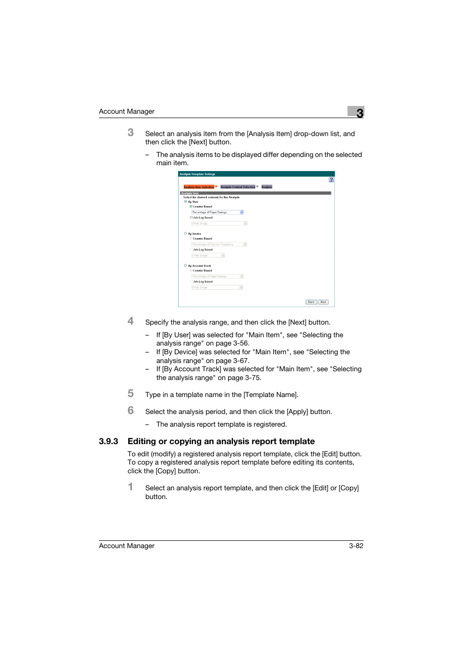 3 editing or copying an analysis report template, Editing or copying an analysis report template -82 | Konica Minolta PageScope Enterprise Suite User Manual | Page 97 / 203