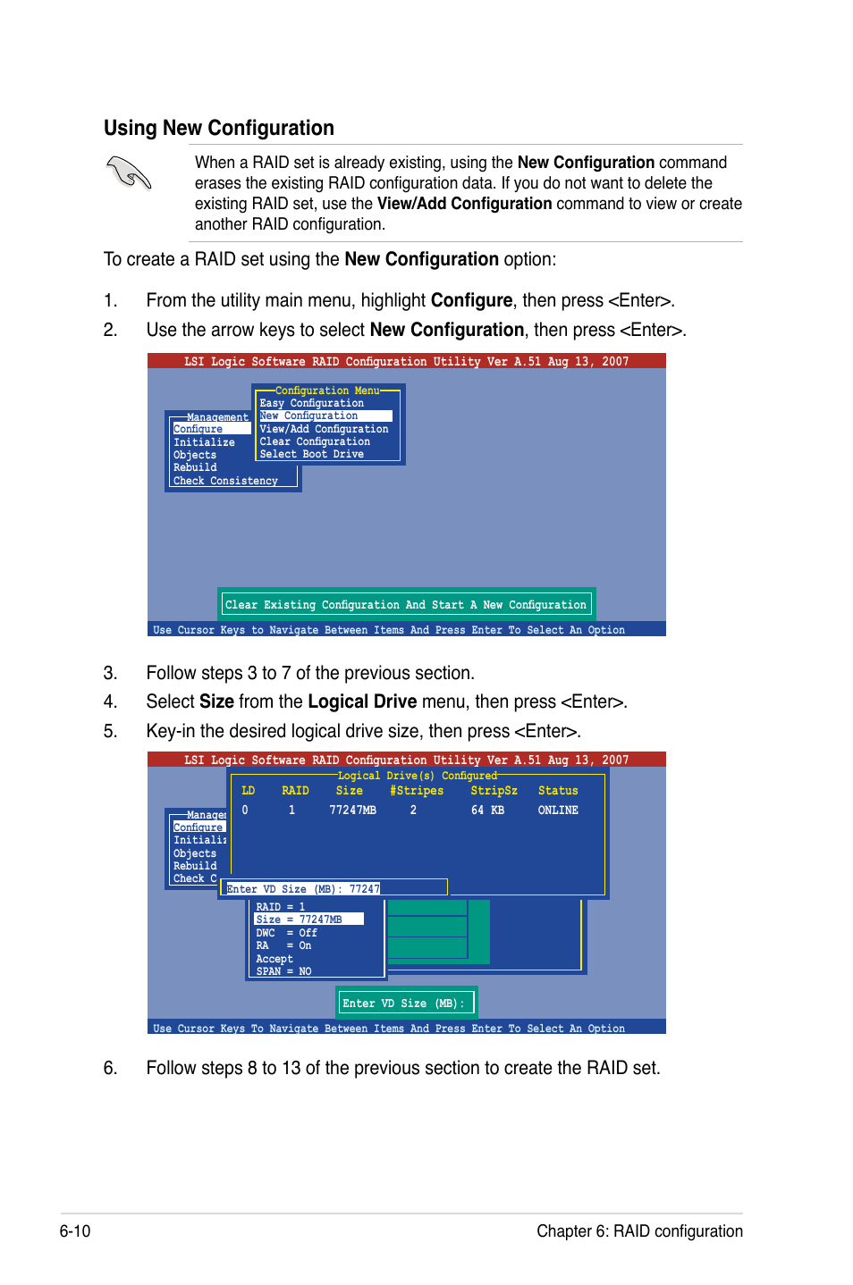 Using new configuration, 10 chapter 6: raid configuration | Asus TS300-E5 User Manual | Page 136 / 218