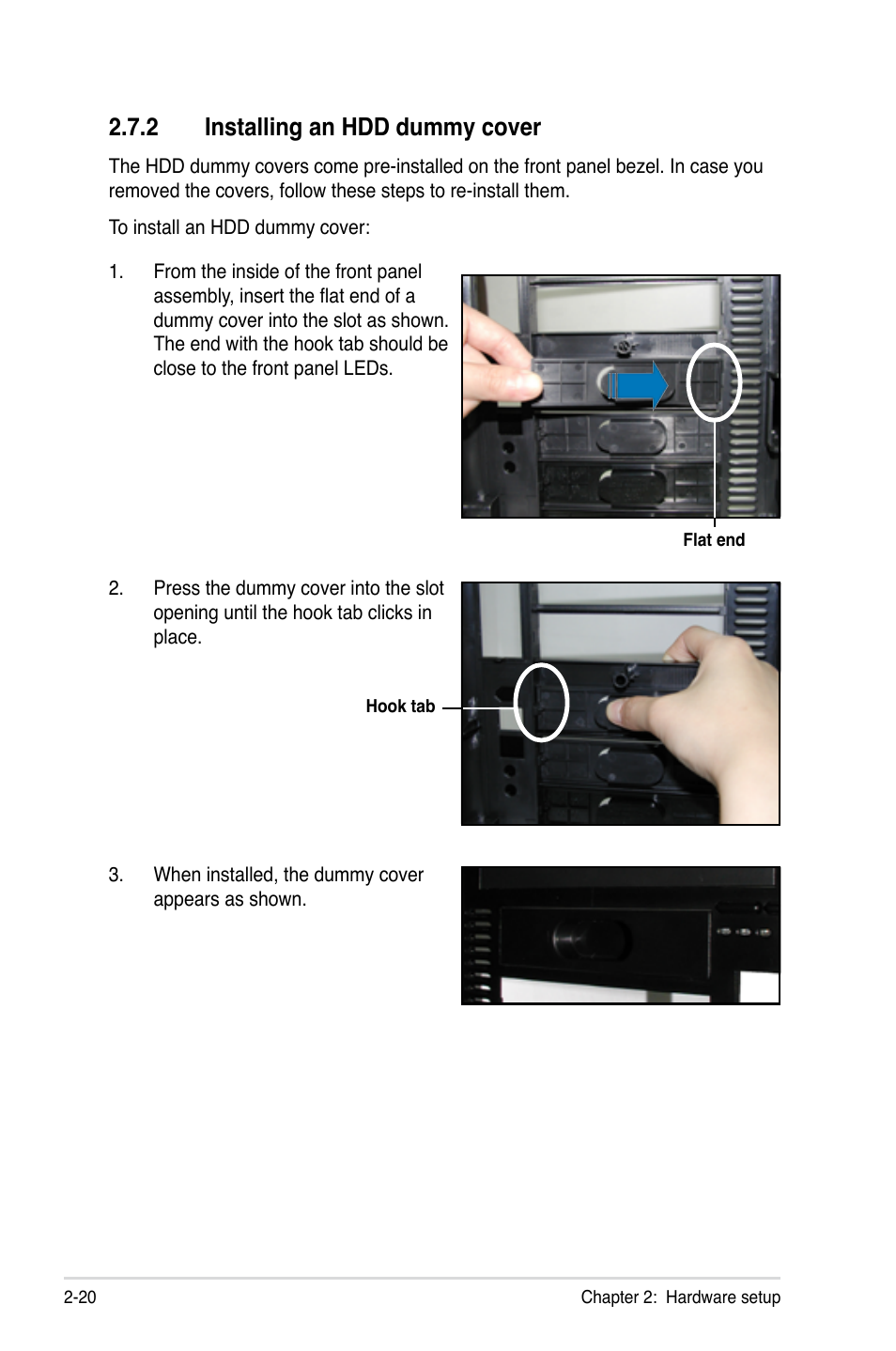 2 installing an hdd dummy cover, Installing an hdd dummy cover -20 | Asus TS300-E5 User Manual | Page 42 / 218