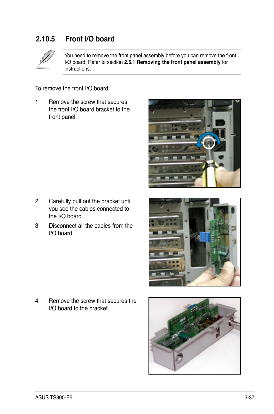 5 front i/o board, 5 front i/o board -37 | Asus TS300-E5 User Manual | Page 59 / 218