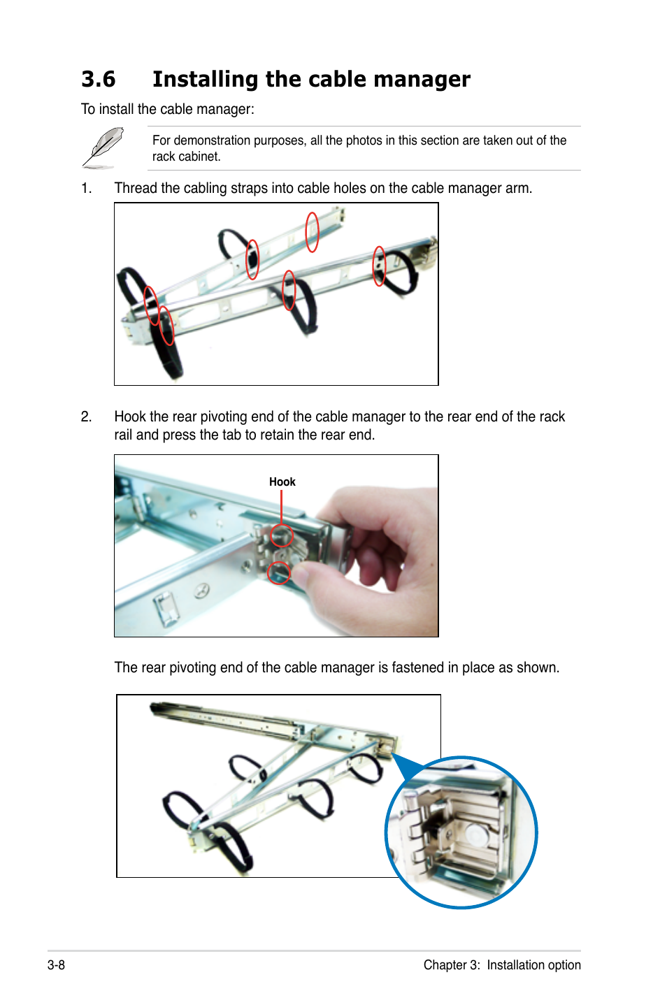 6 installing the cable manager, Installing the cable manager -8 | Asus TS300-E5 User Manual | Page 74 / 218