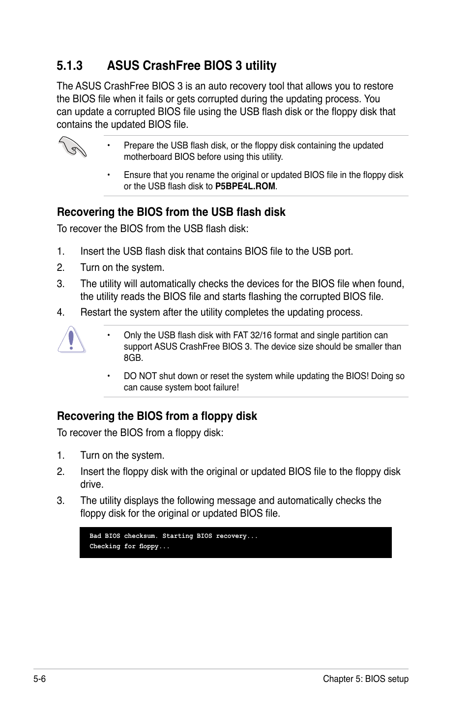 3 asus crashfree bios 3 utility, Asus crashfree bios 3 utility -6 | Asus TS300-E5 User Manual | Page 98 / 218