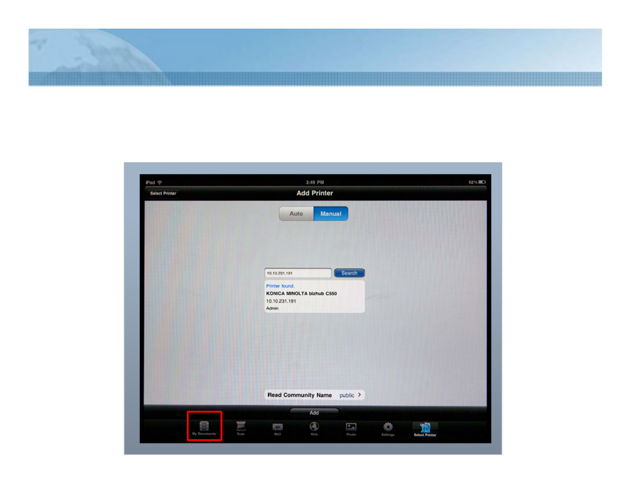 2 printing a document (1/8) | Konica Minolta PageScope Mobile User Manual | Page 10 / 69