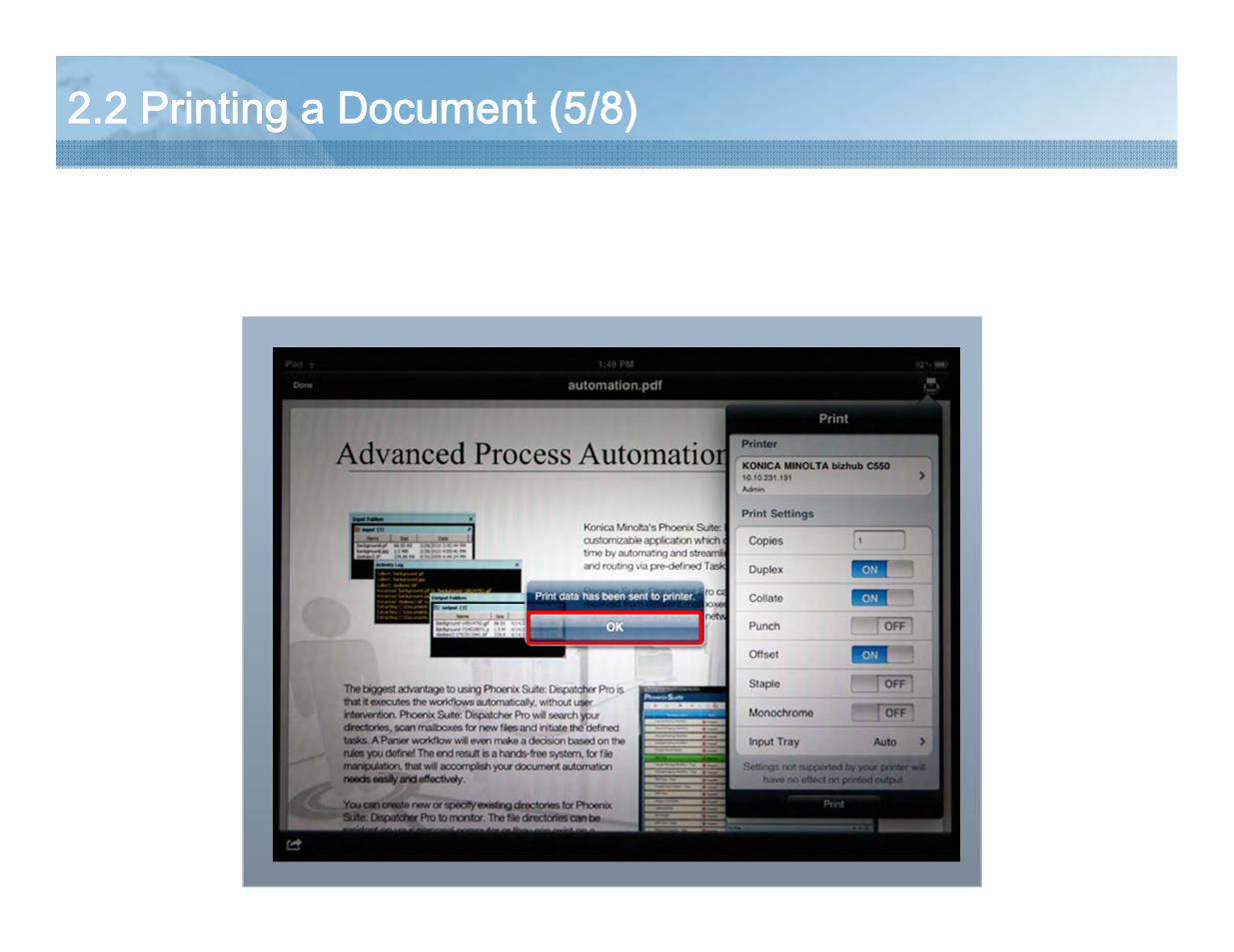 2 printing a document (5/8) | Konica Minolta PageScope Mobile User Manual | Page 14 / 69