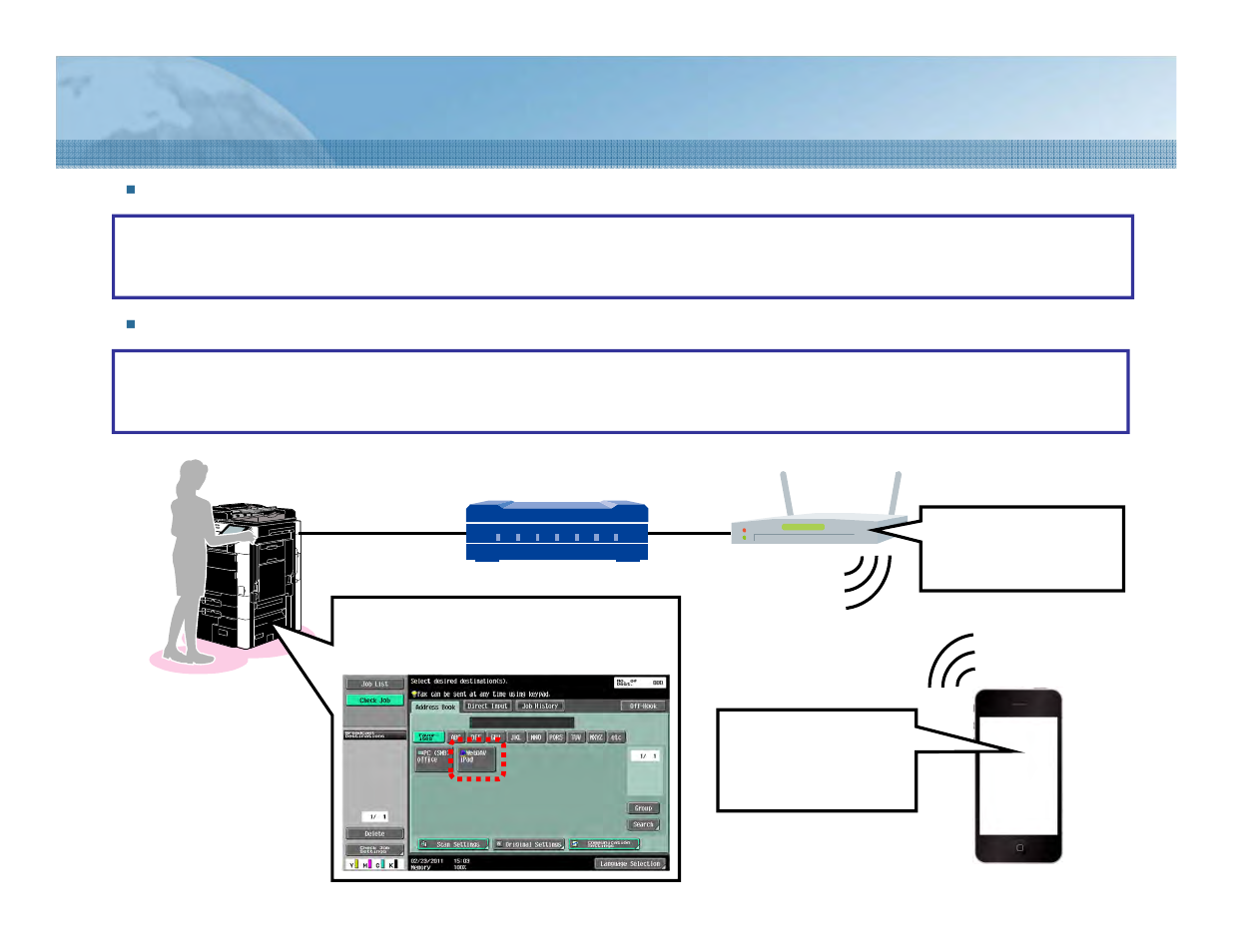 1 iphone/ipad settings, mfp settings | Konica Minolta PageScope Mobile User Manual | Page 19 / 69