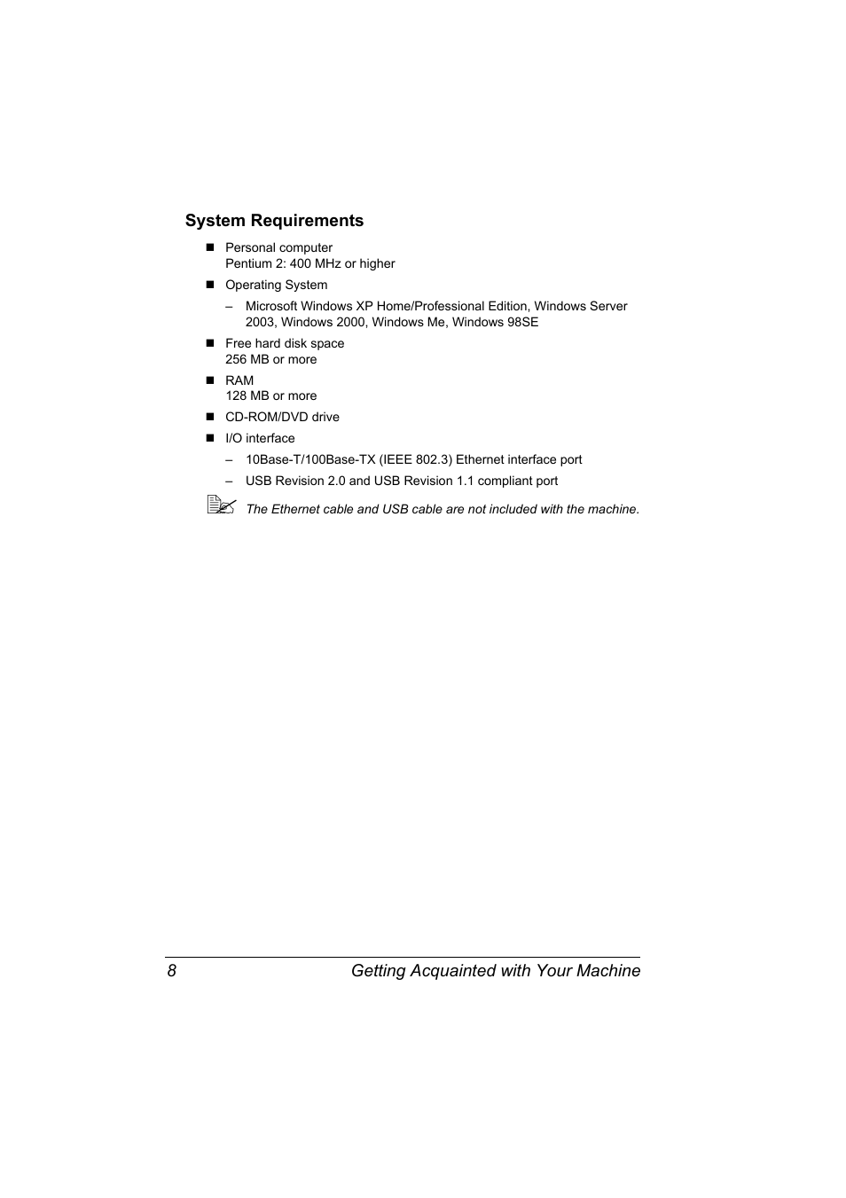System requirements, System requirements 8 | Konica Minolta Magicolor 2490MF User Manual | Page 20 / 214