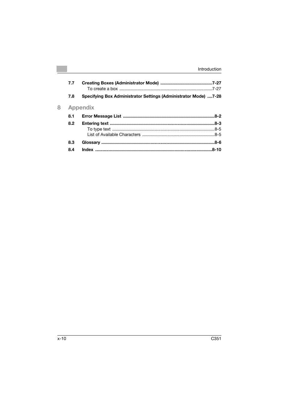 8appendix | Konica Minolta BIZHUB C351 User Manual | Page 11 / 194