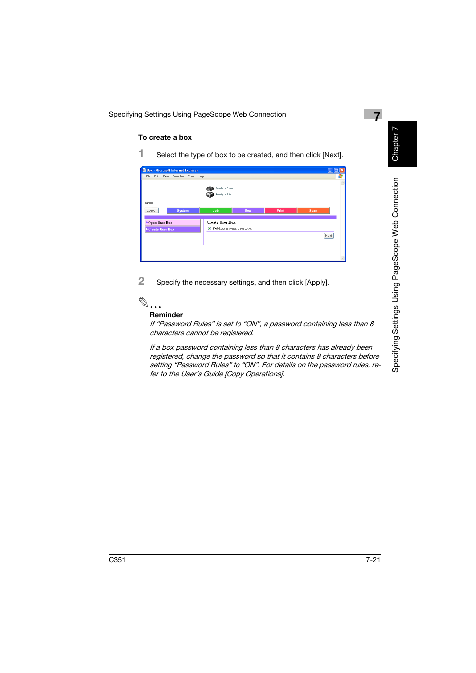 To create a box, To create a box -21 | Konica Minolta BIZHUB C351 User Manual | Page 174 / 194