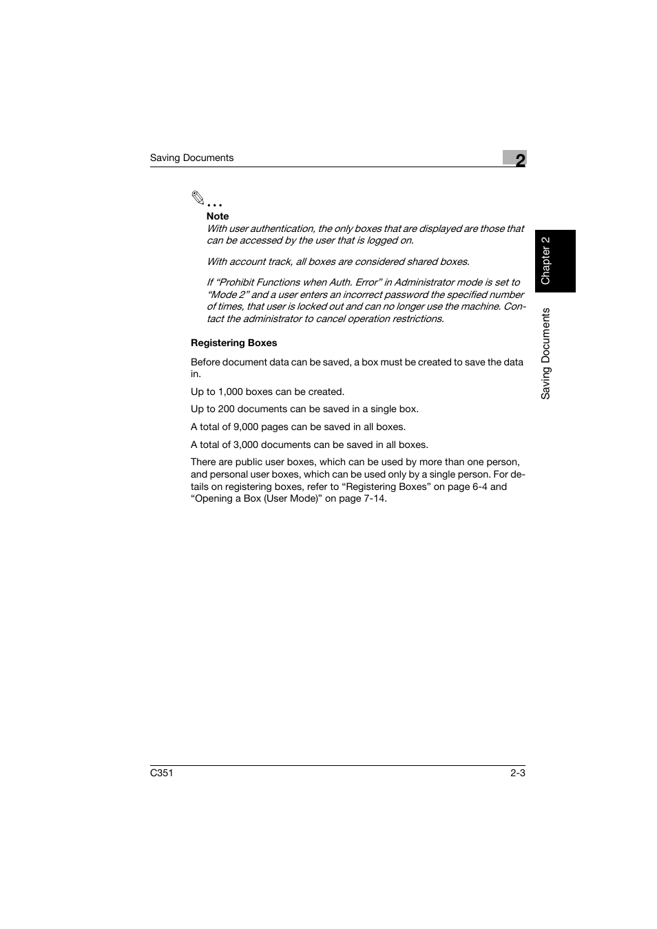 Registering boxes, Registering boxes -3 | Konica Minolta BIZHUB C351 User Manual | Page 26 / 194