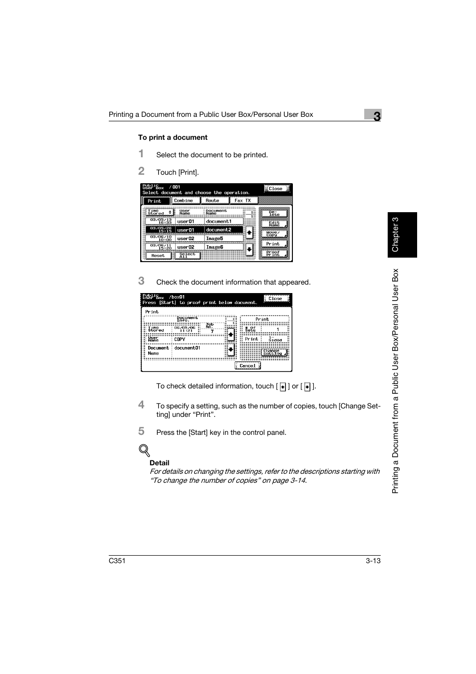 To print a document, To print a document -13 | Konica Minolta BIZHUB C351 User Manual | Page 50 / 194
