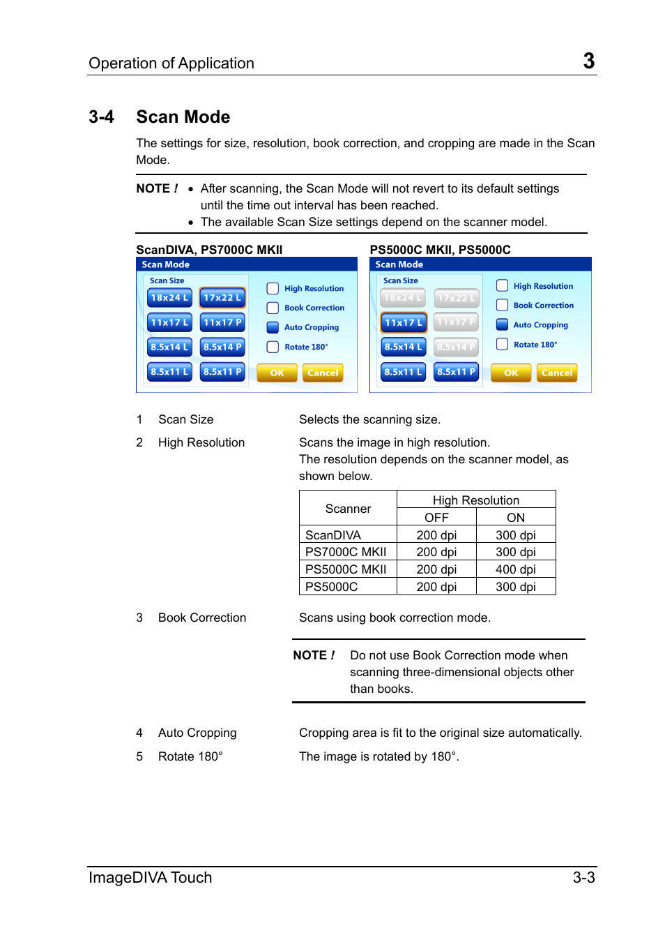4 scan mode, Scan mode, Operation of application | Imagediva touch 3-3 | Konica Minolta ScanDiva User Manual | Page 15 / 34
