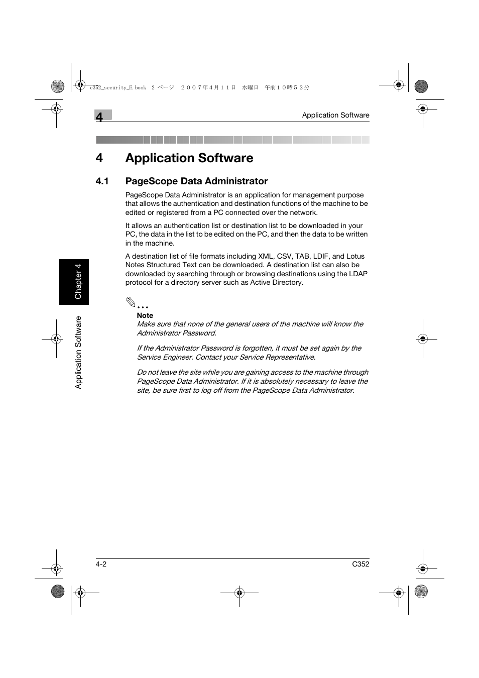 Application software, 4application software | Konica Minolta bizhub C352 User Manual | Page 157 / 188