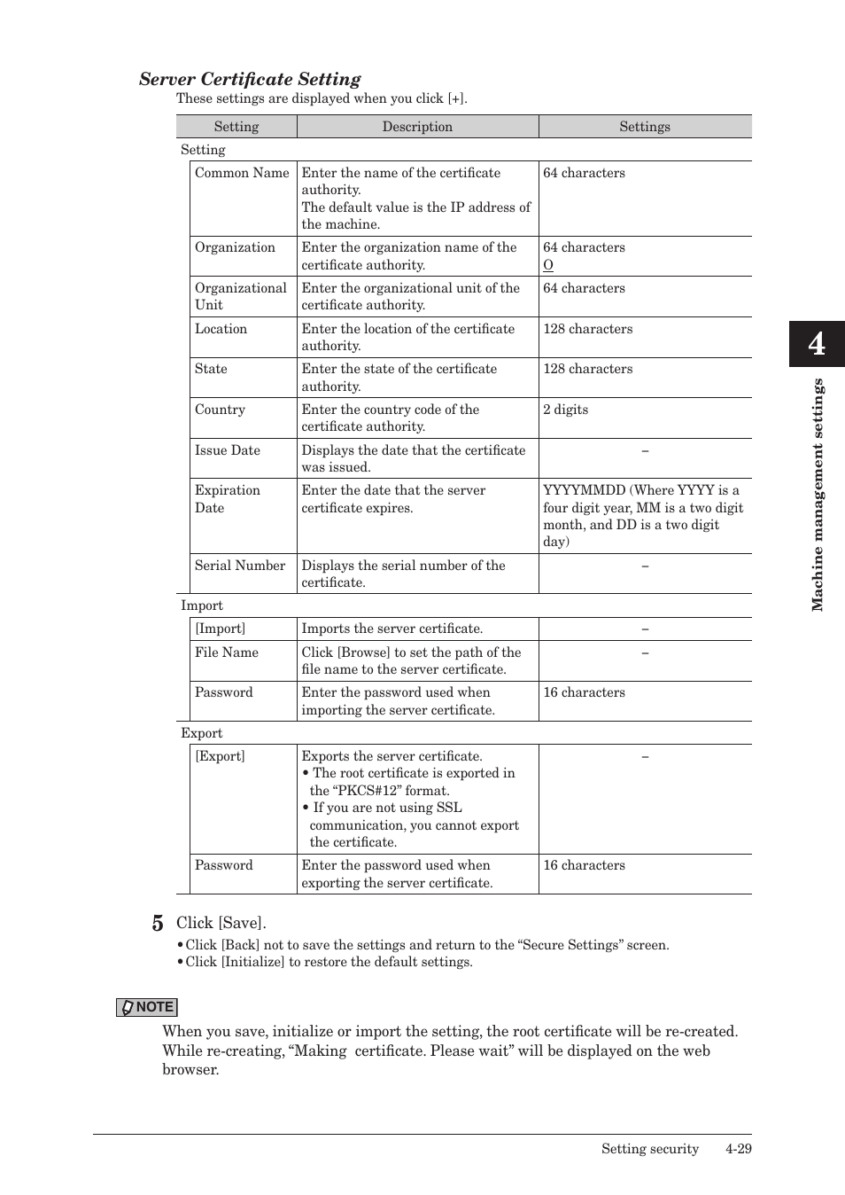 Server certificate setting | Konica Minolta bizhub 25e User Manual | Page 110 / 140