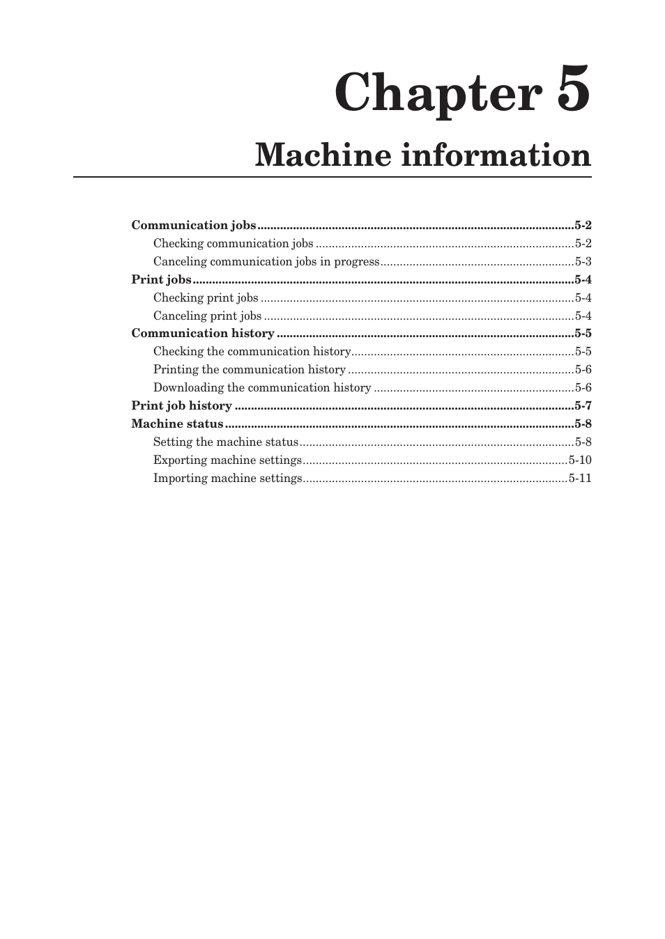 Chapter 5, Machine information, Chapter 5 machine information | Chapter | Konica Minolta bizhub 25e User Manual | Page 124 / 140