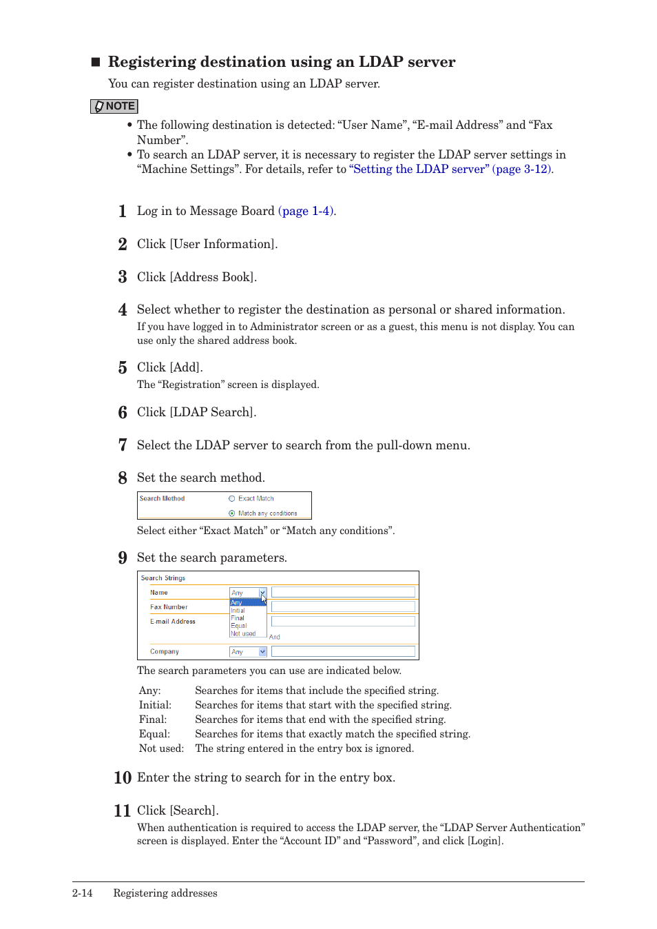 Refer to, Registering destination using an ldap | Konica Minolta bizhub 25e User Manual | Page 33 / 140