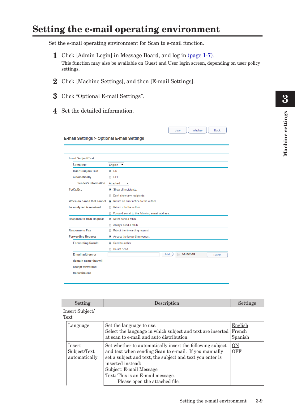 Setting the e-mail operating environment, Setting the e-mail operating environment -9 | Konica Minolta bizhub 25e User Manual | Page 66 / 140