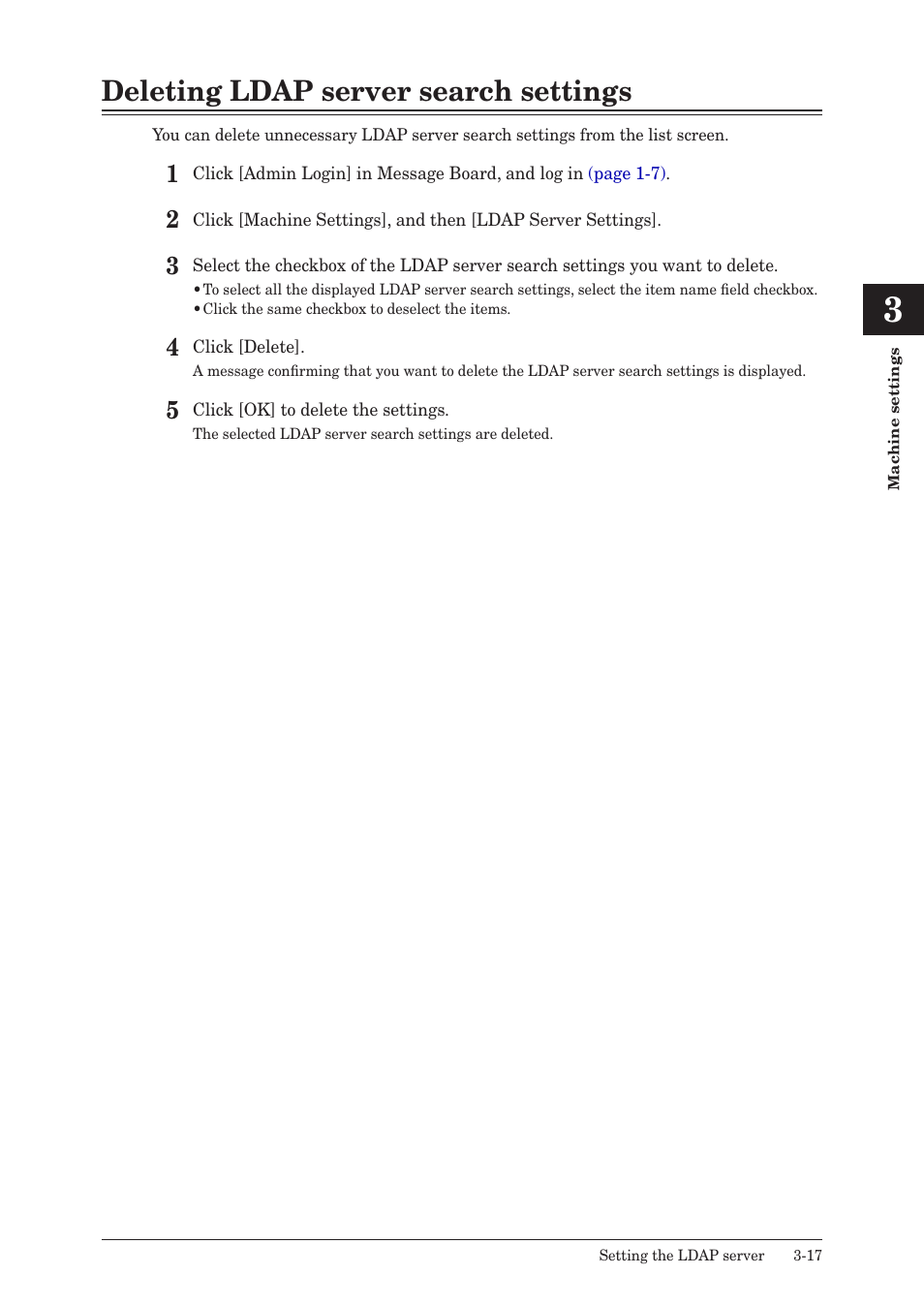 Deleting ldap server search settings, Deleting ldap server search settings -17 | Konica Minolta bizhub 25e User Manual | Page 74 / 140