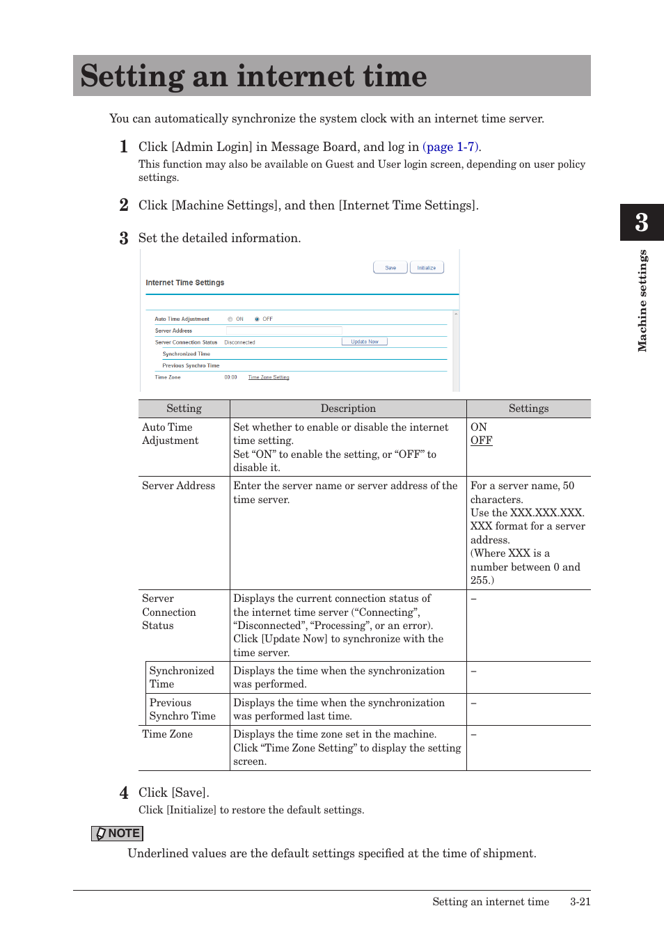 Setting an internet time, Setting an internet time -21 | Konica Minolta bizhub 25e User Manual | Page 78 / 140