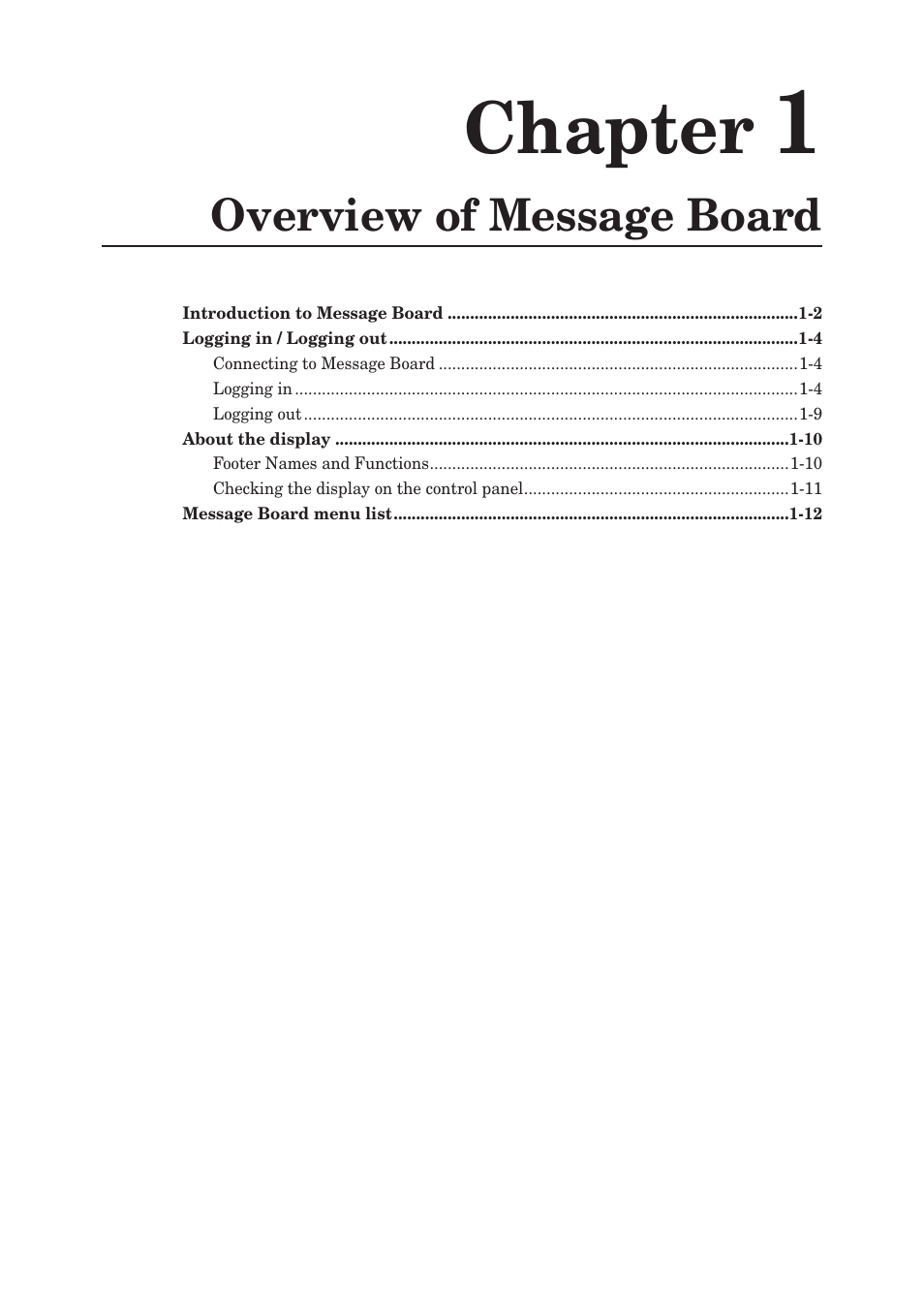 Chapter 1, Overview of message board, Chapter 1 overview of message board | Chapter | Konica Minolta bizhub 25e User Manual | Page 8 / 140