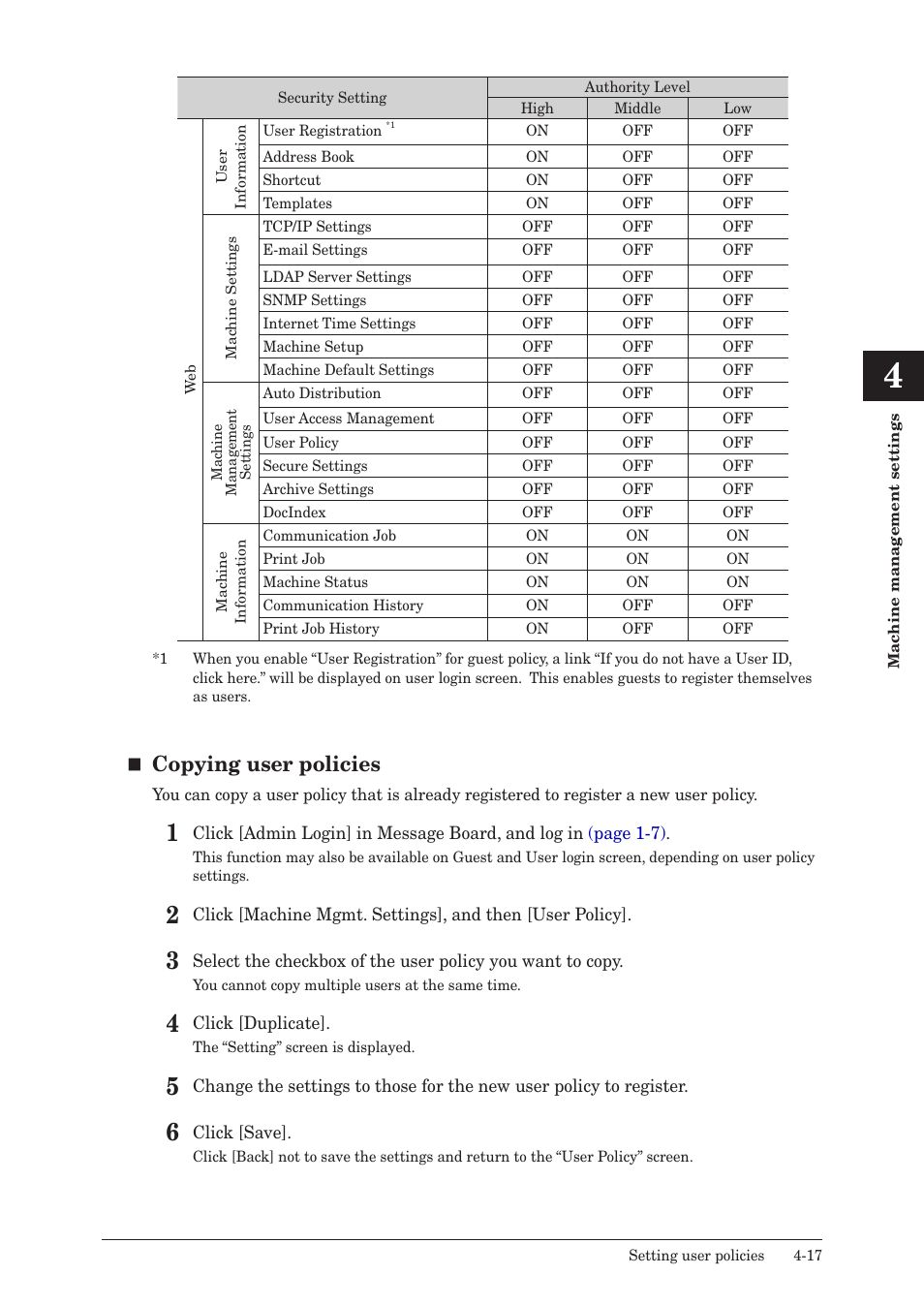 Copying user policies | Konica Minolta bizhub 25e User Manual | Page 98 / 140