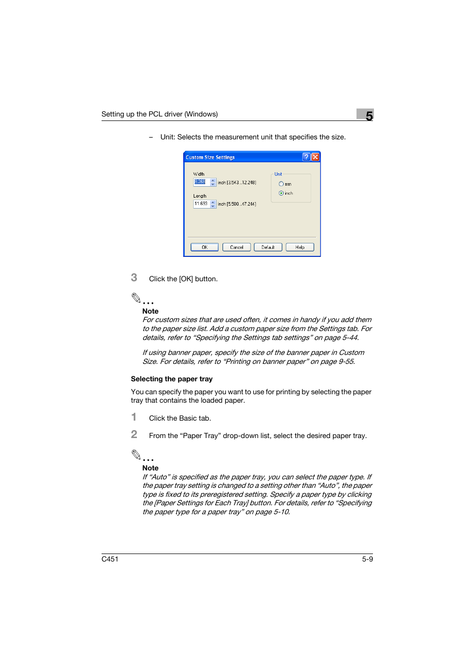 Selecting the paper tray, Selecting the paper tray -9 | Konica Minolta bizhub C451 User Manual | Page 154 / 432