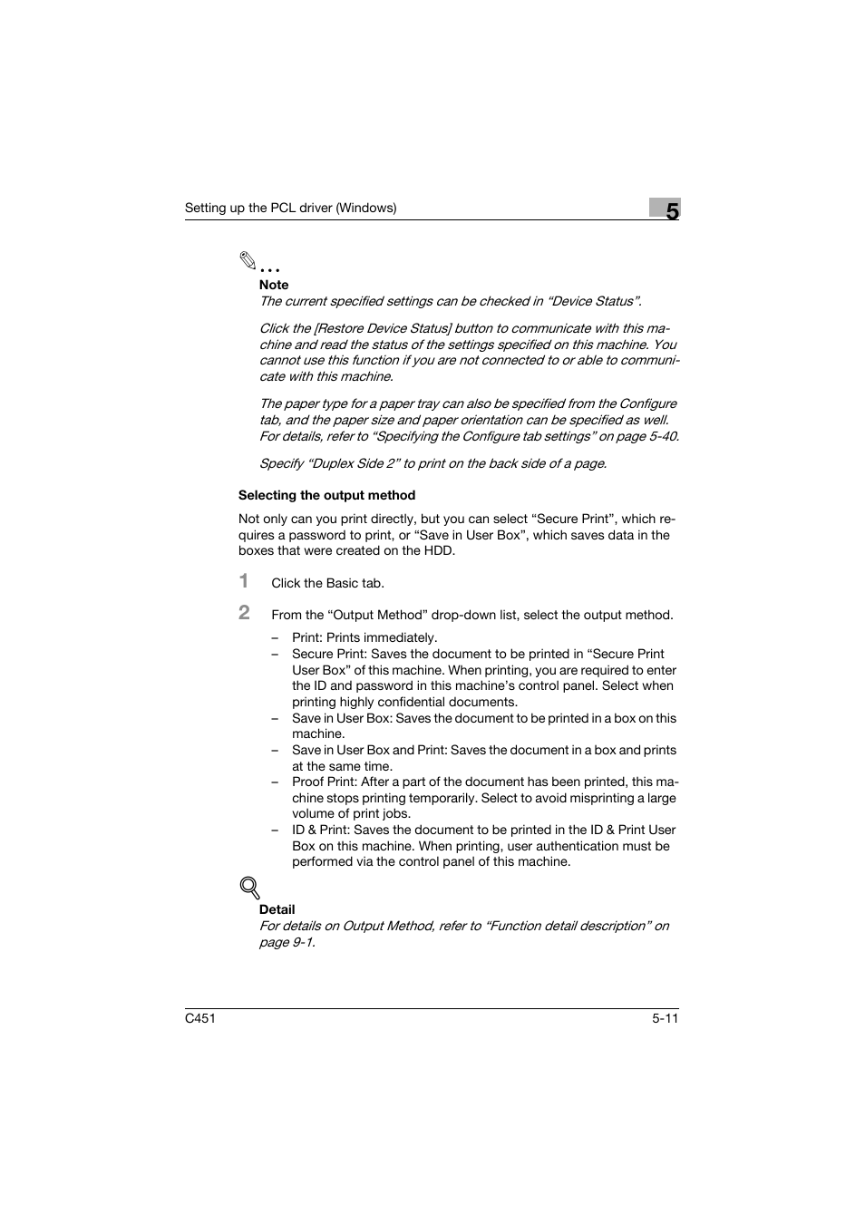 Selecting the output method, Selecting the output method -11 | Konica Minolta bizhub C451 User Manual | Page 156 / 432