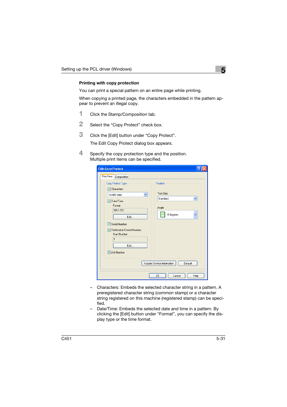 Printing with copy protection, Printing with copy protection -31 | Konica Minolta bizhub C451 User Manual | Page 176 / 432