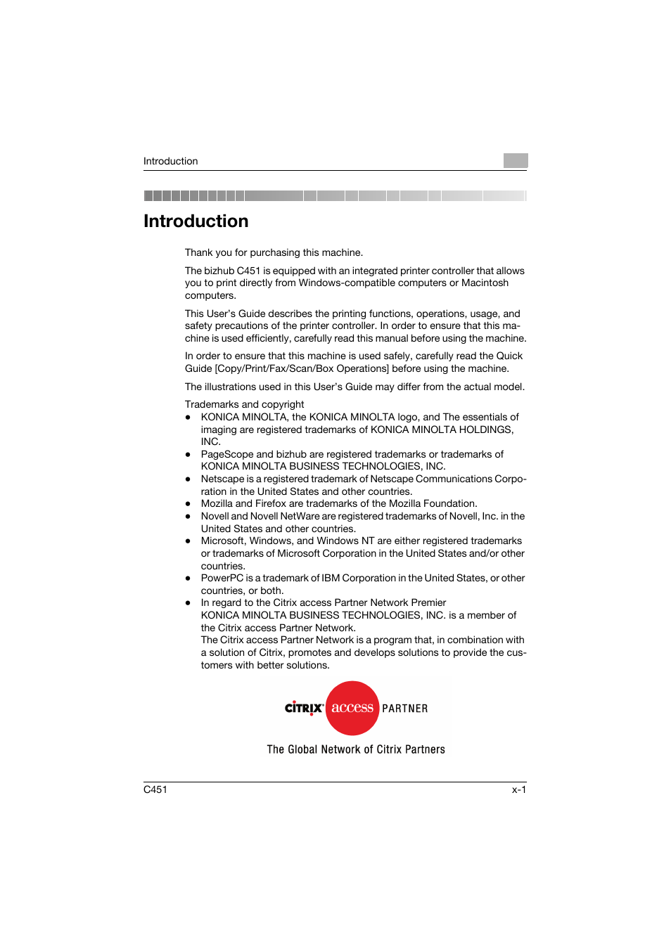 Introduction | Konica Minolta bizhub C451 User Manual | Page 2 / 432