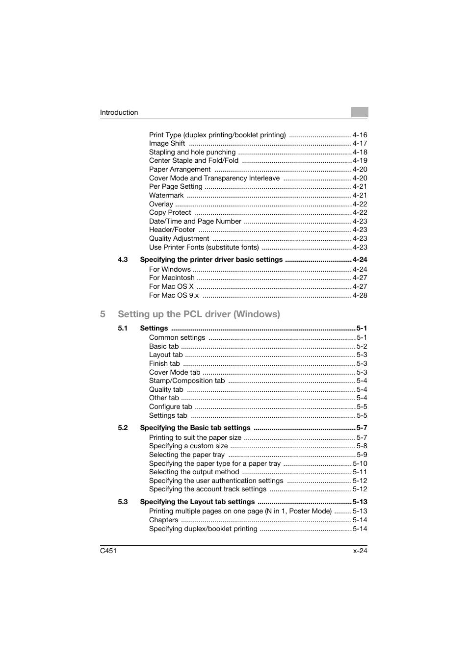 5setting up the pcl driver (windows) | Konica Minolta bizhub C451 User Manual | Page 25 / 432