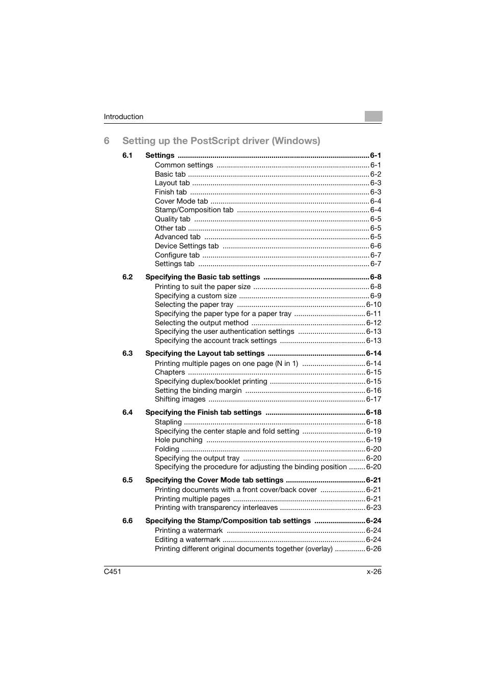 6setting up the postscript driver (windows) | Konica Minolta bizhub C451 User Manual | Page 27 / 432