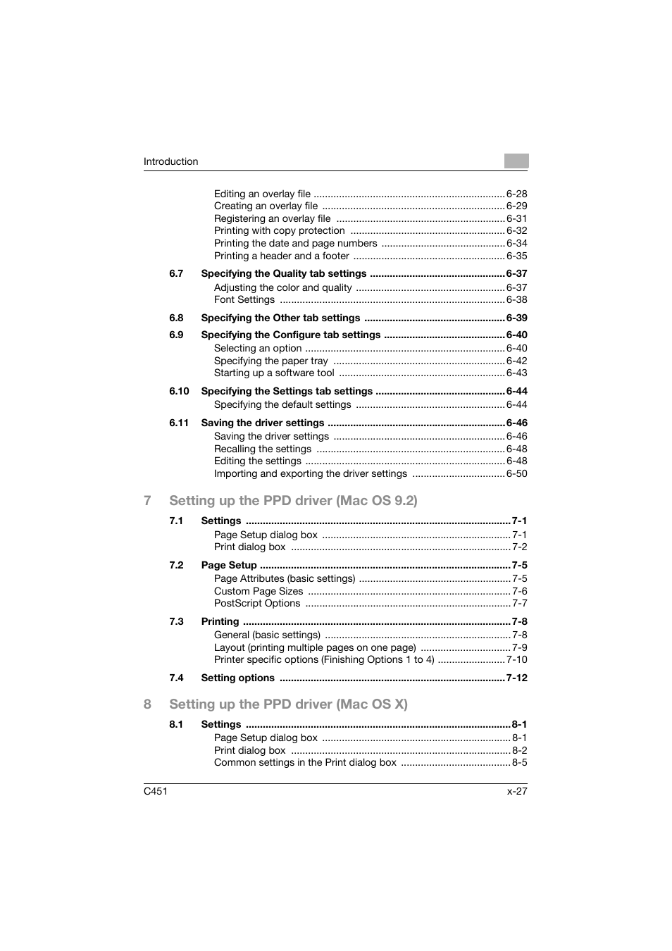 7setting up the ppd driver (mac os 9.2), 8setting up the ppd driver (mac os x) | Konica Minolta bizhub C451 User Manual | Page 28 / 432