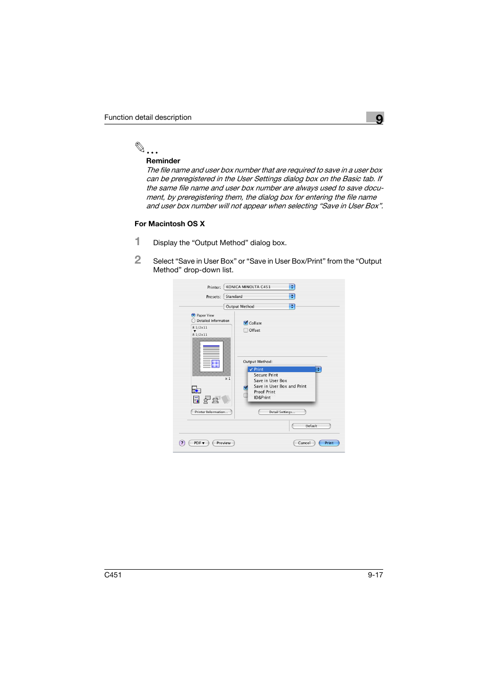 For macintosh os x, For macintosh os x -17 | Konica Minolta bizhub C451 User Manual | Page 314 / 432