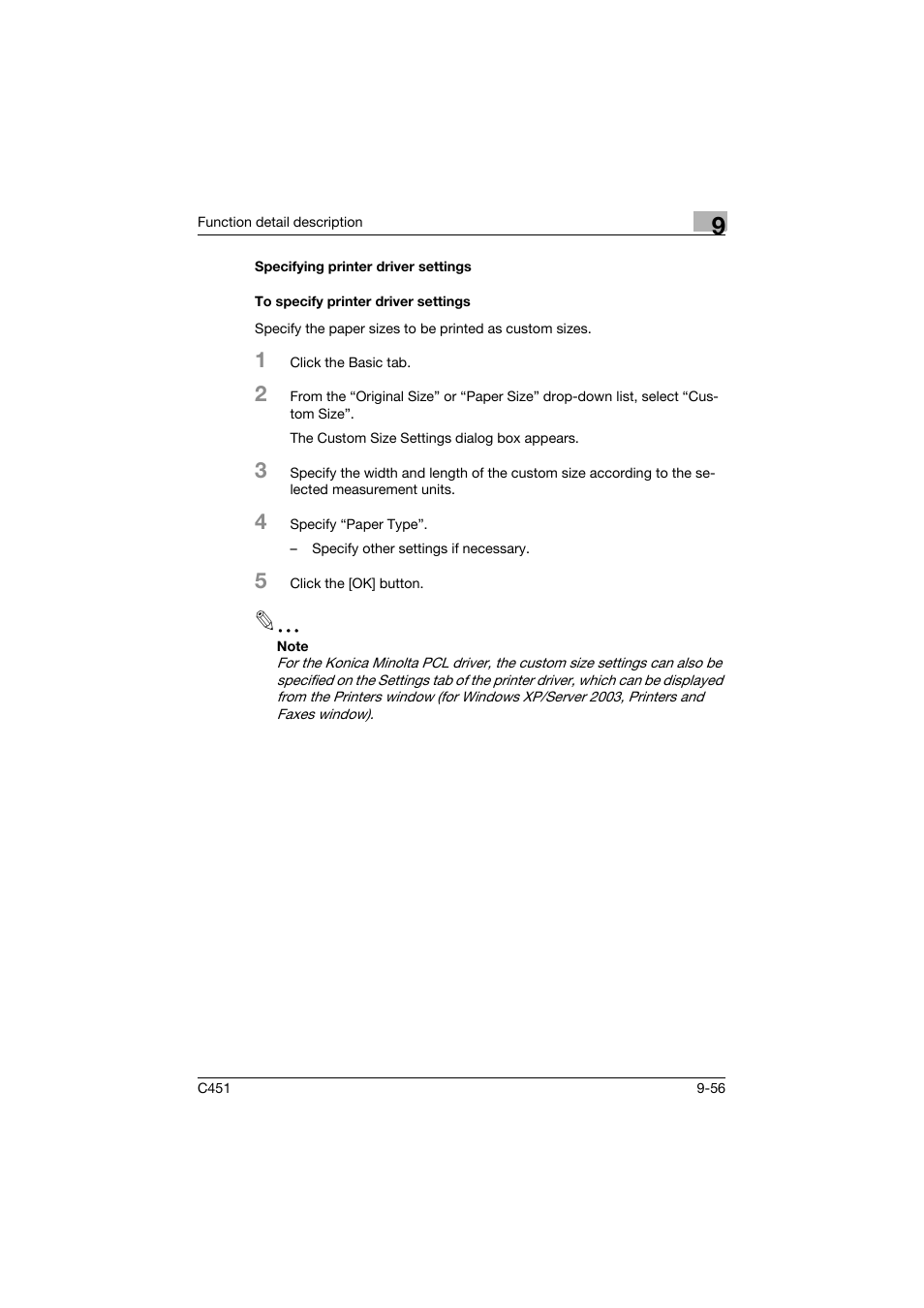 Specifying printer driver settings, To specify printer driver settings | Konica Minolta bizhub C451 User Manual | Page 353 / 432