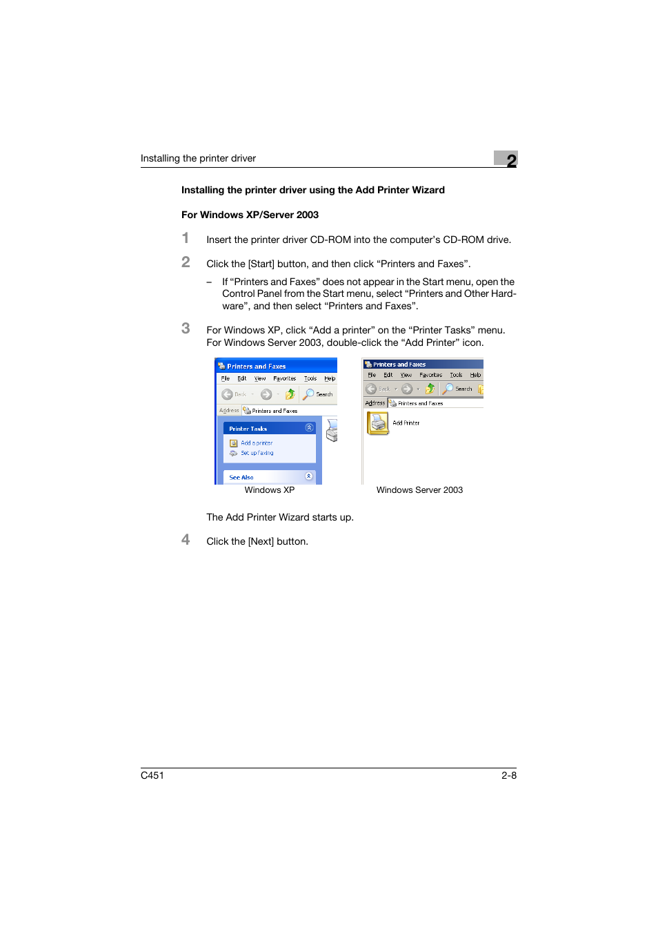 For windows xp/server 2003, For windows xp/server 2003 -8 | Konica Minolta bizhub C451 User Manual | Page 53 / 432