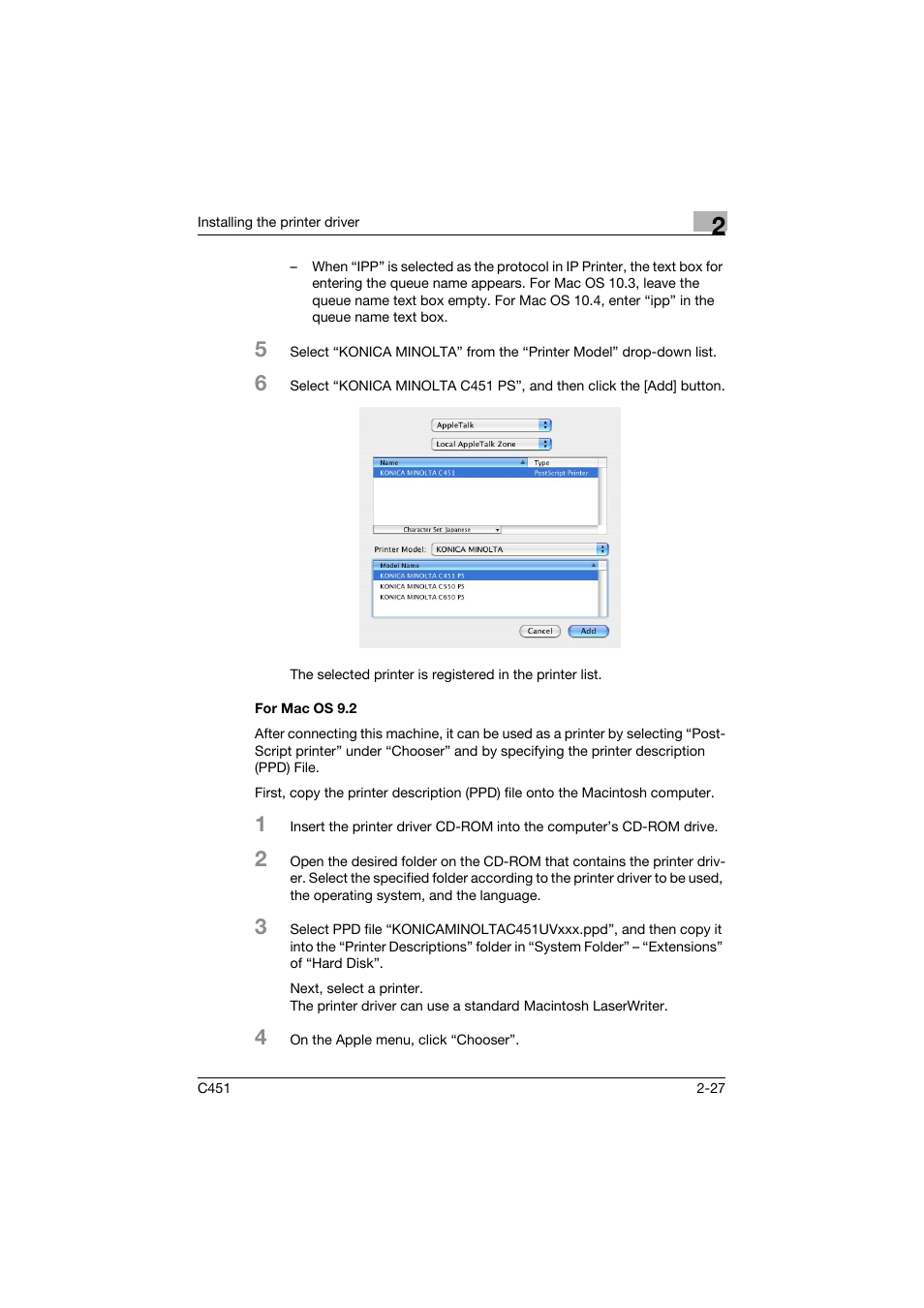 For mac os 9.2, For mac os 9.2 -27 | Konica Minolta bizhub C451 User Manual | Page 72 / 432