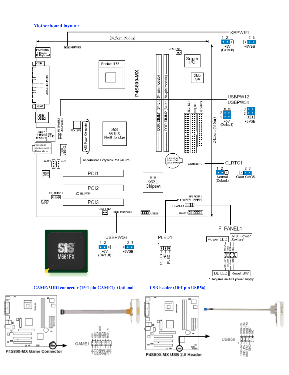 Motherboard layout | Asus P4S800-MX User Manual | Page 3 / 15