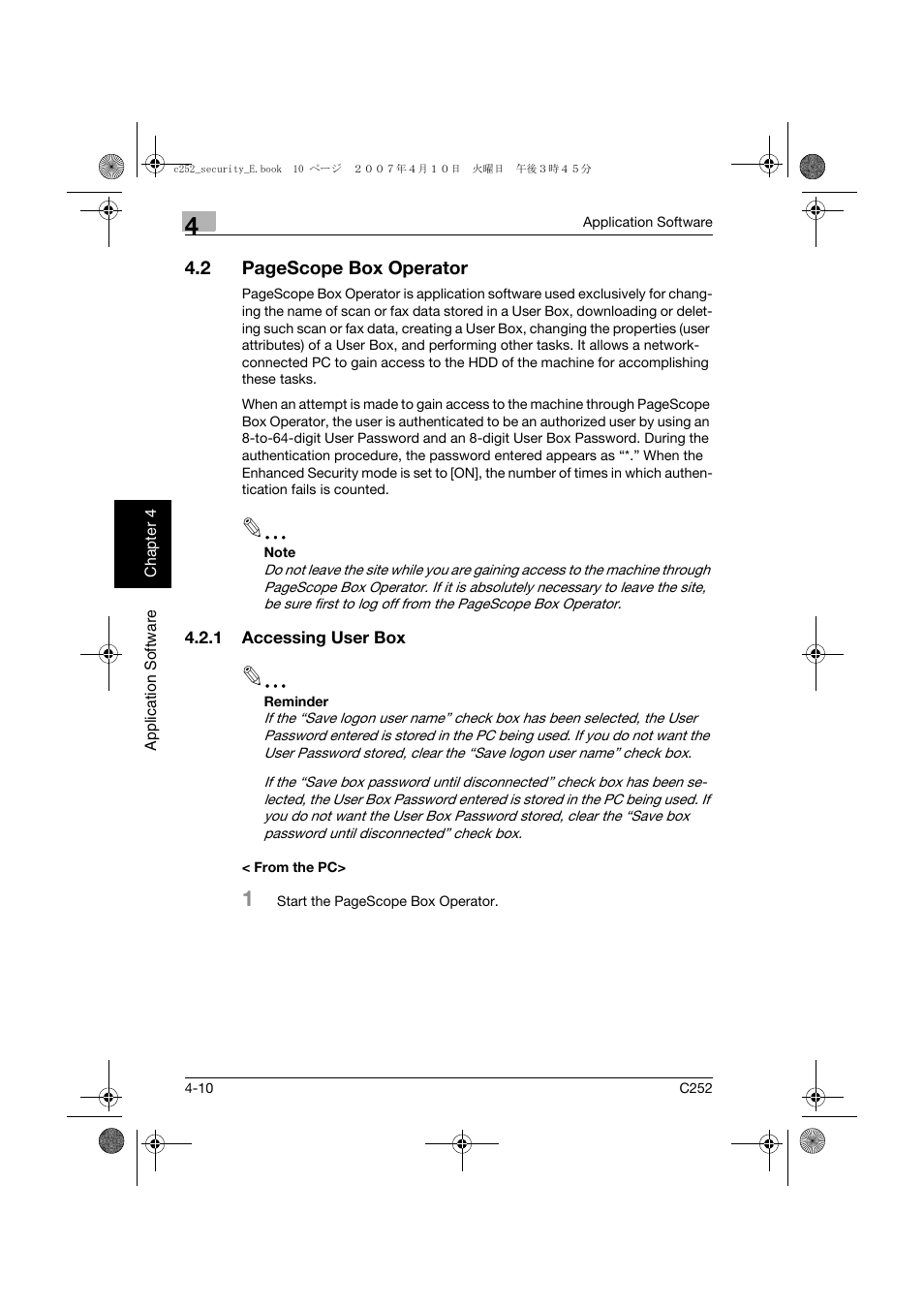 1 accessing user box, From the pc, Accessing user box -10 < from the pc> -10 | Konica Minolta BIZHUB C252 User Manual | Page 165 / 188