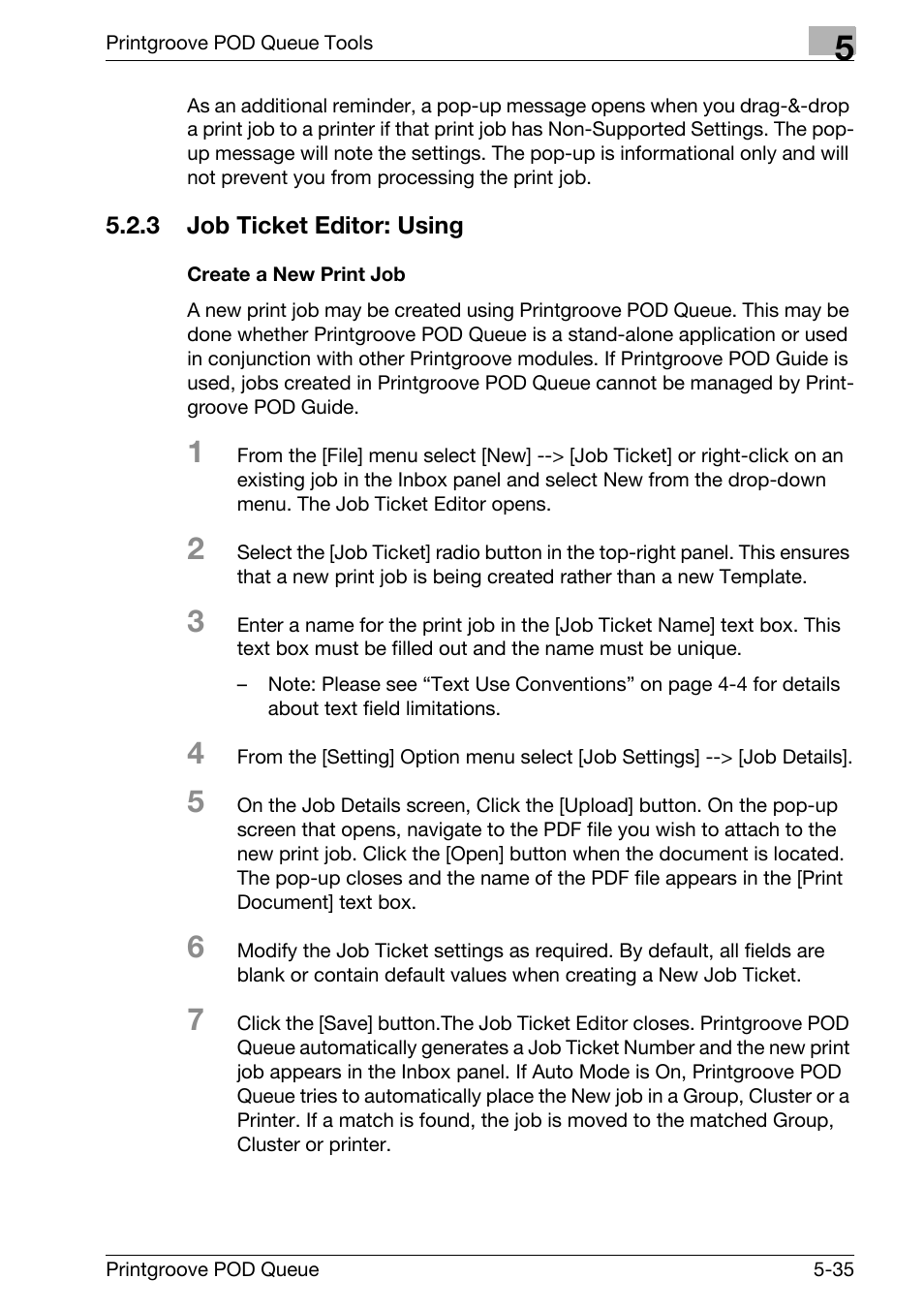 Job ticket editor: using -35 | Konica Minolta Printgroove User Manual | Page 106 / 195