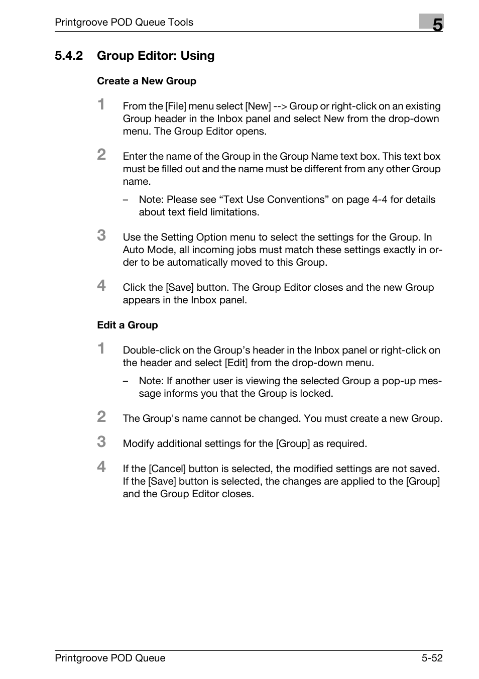 Group editor: using -52 | Konica Minolta Printgroove User Manual | Page 123 / 195