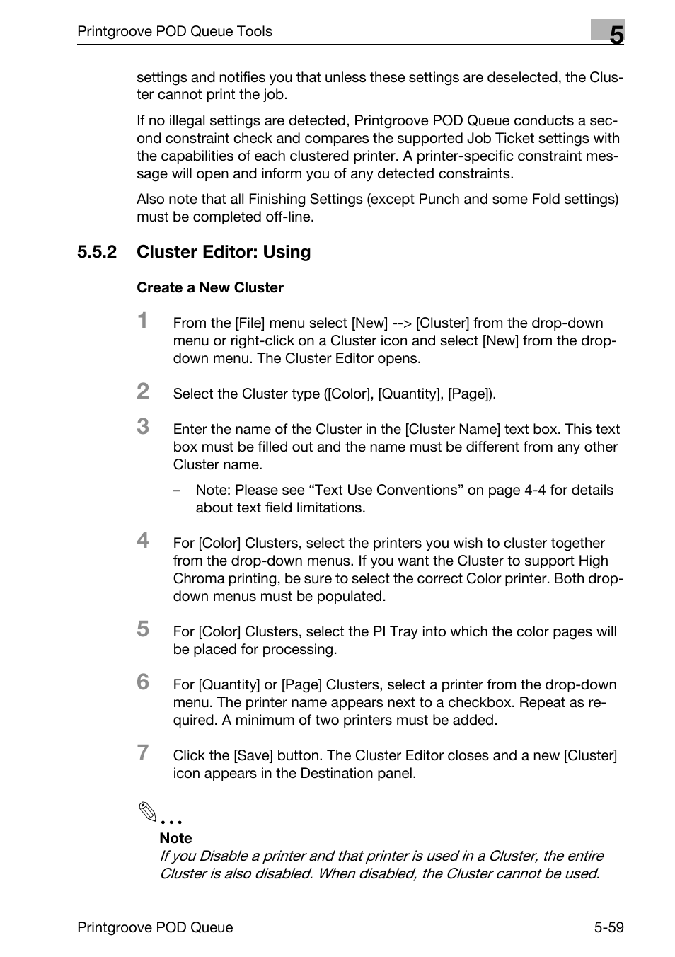 Cluster editor: using -59 | Konica Minolta Printgroove User Manual | Page 130 / 195