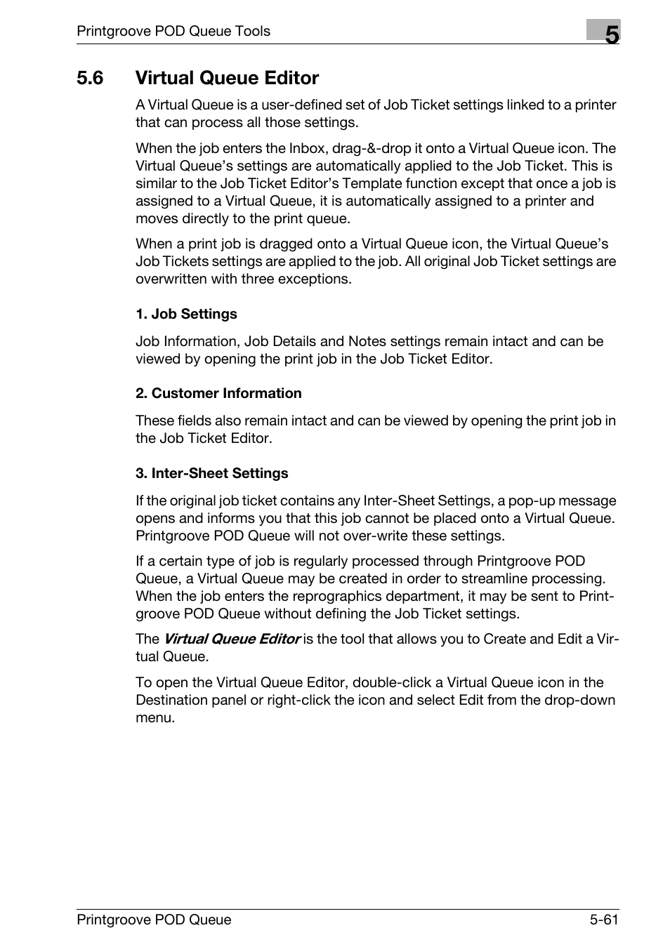 6 virtual queue editor, Virtual queue editor -61 | Konica Minolta Printgroove User Manual | Page 132 / 195