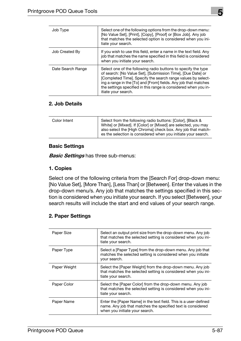 Basic settings | Konica Minolta Printgroove User Manual | Page 158 / 195