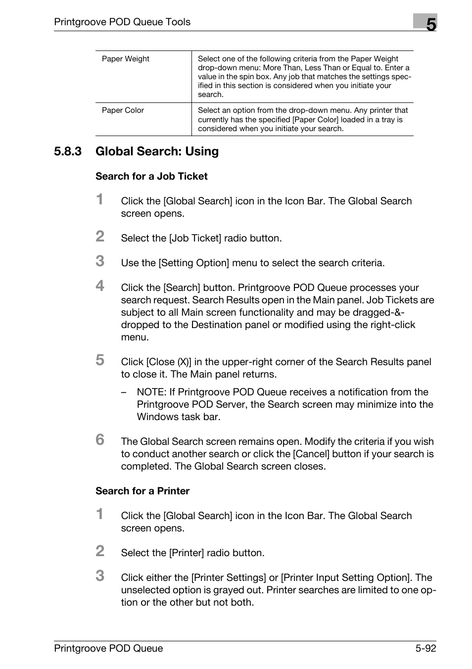 Global search: using -92 | Konica Minolta Printgroove User Manual | Page 163 / 195