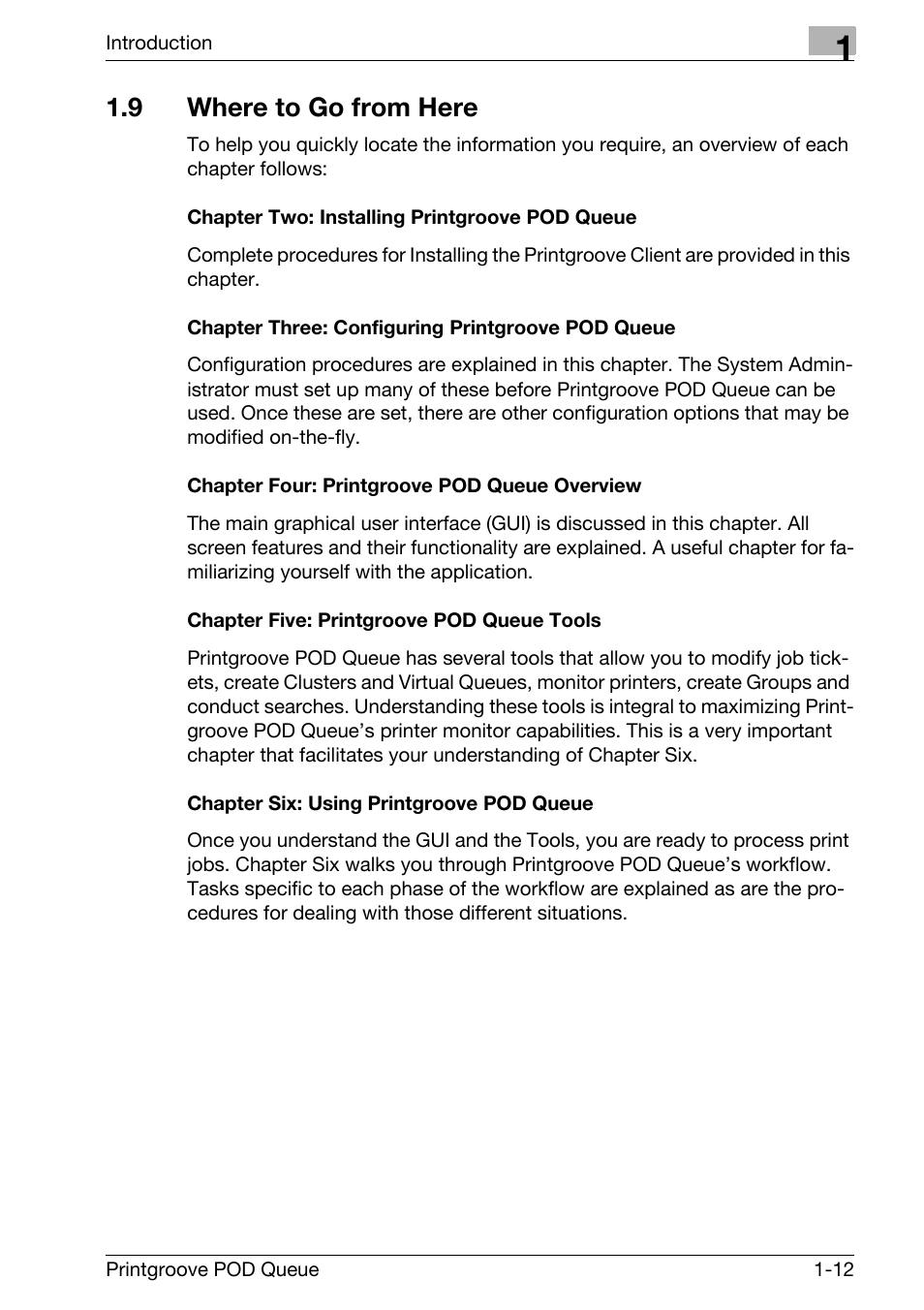9 where to go from here, Where to go from here -12 | Konica Minolta Printgroove User Manual | Page 17 / 195