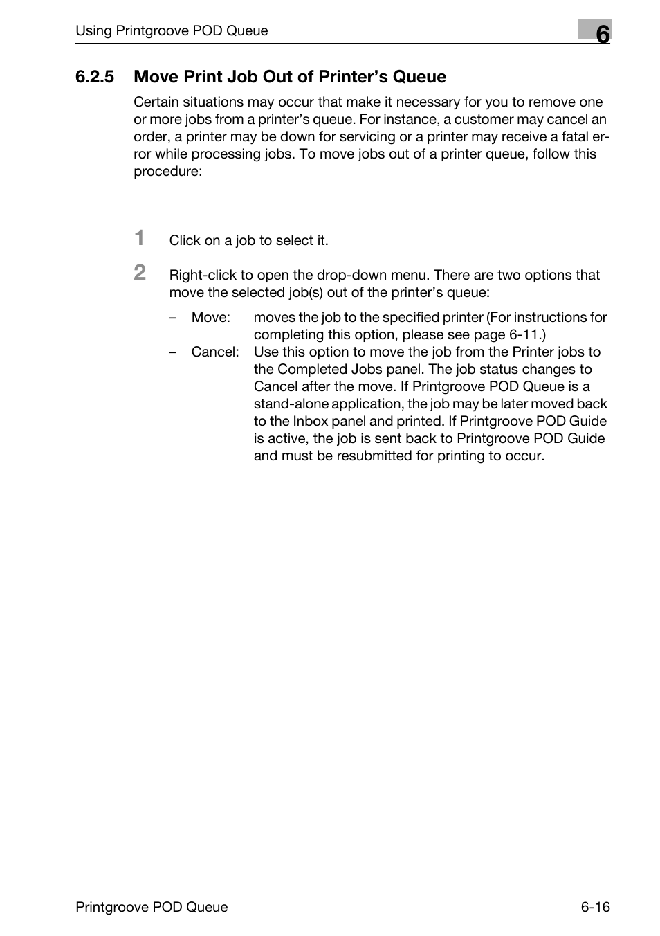 Move print job out of printer’s queue -16 | Konica Minolta Printgroove User Manual | Page 182 / 195