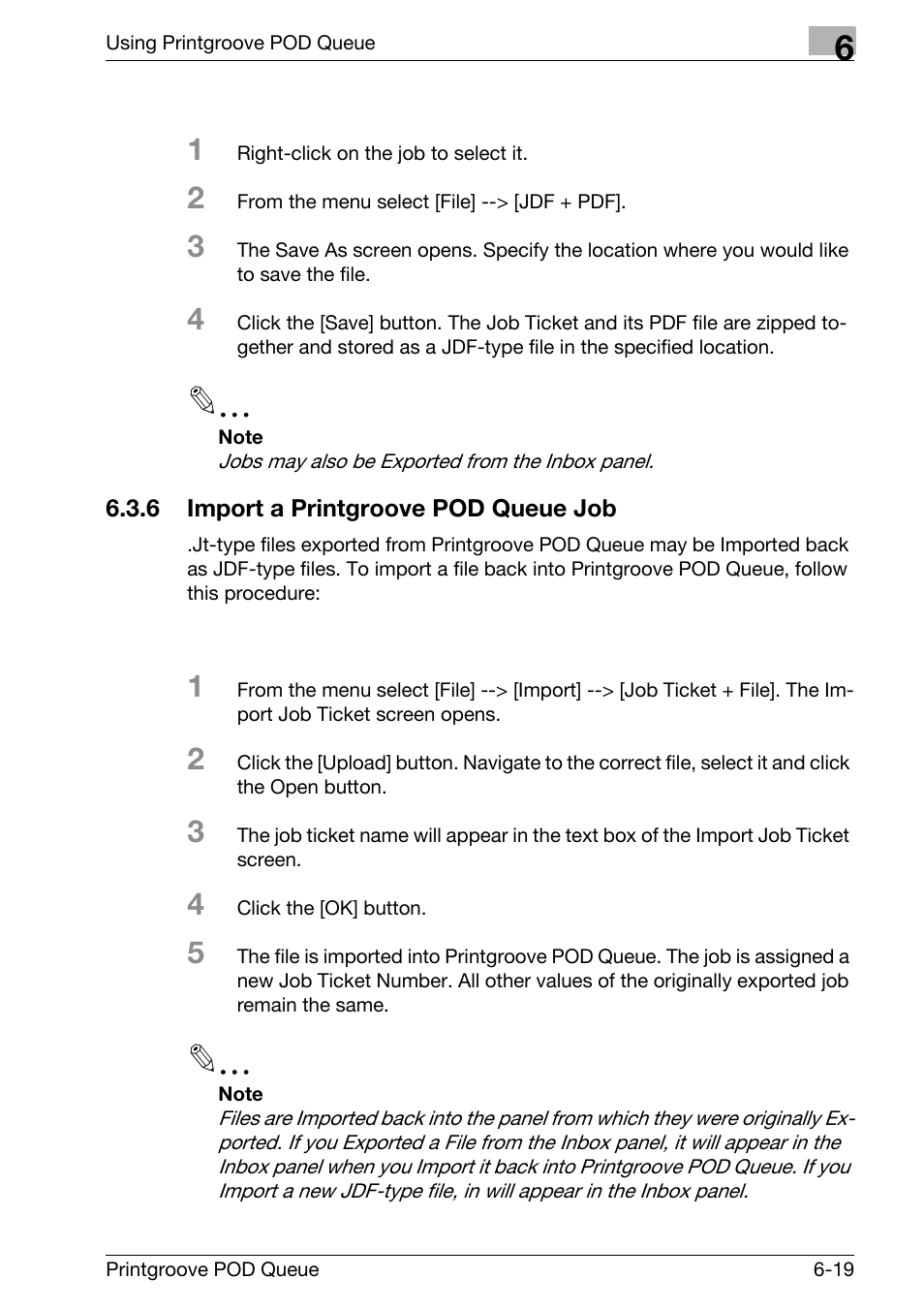 Import a printgroove pod queue job -19 | Konica Minolta Printgroove User Manual | Page 185 / 195