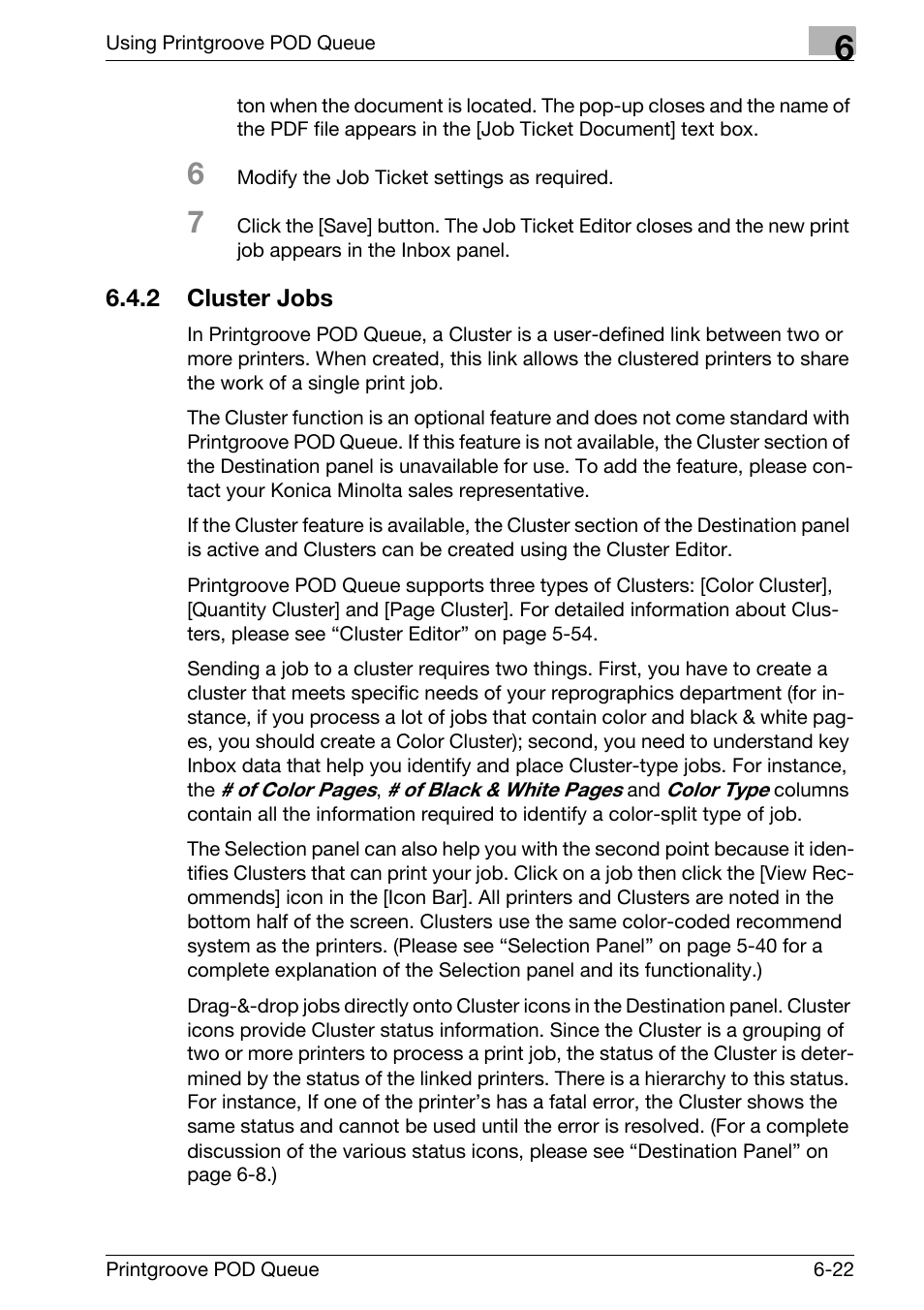 Cluster jobs -22 | Konica Minolta Printgroove User Manual | Page 188 / 195