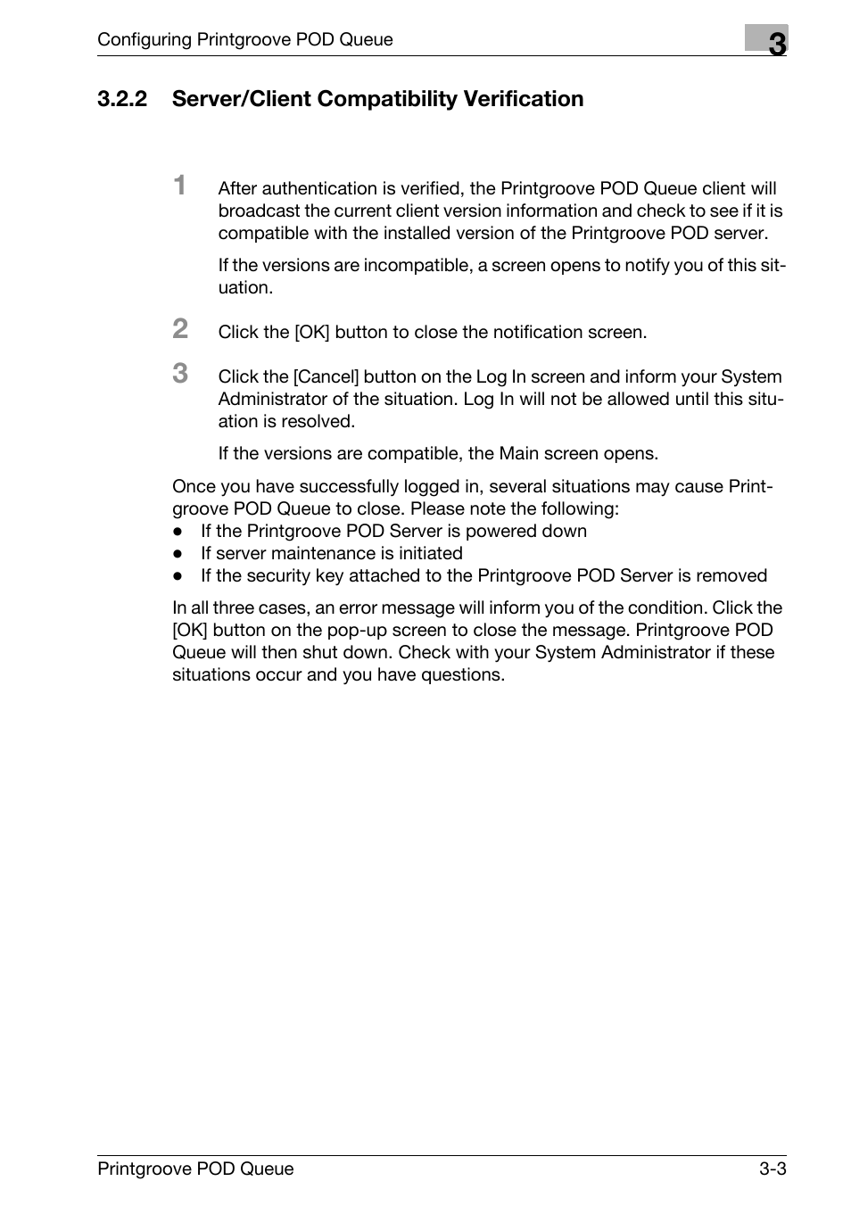 Server/client compatibility verification -3 | Konica Minolta Printgroove User Manual | Page 24 / 195