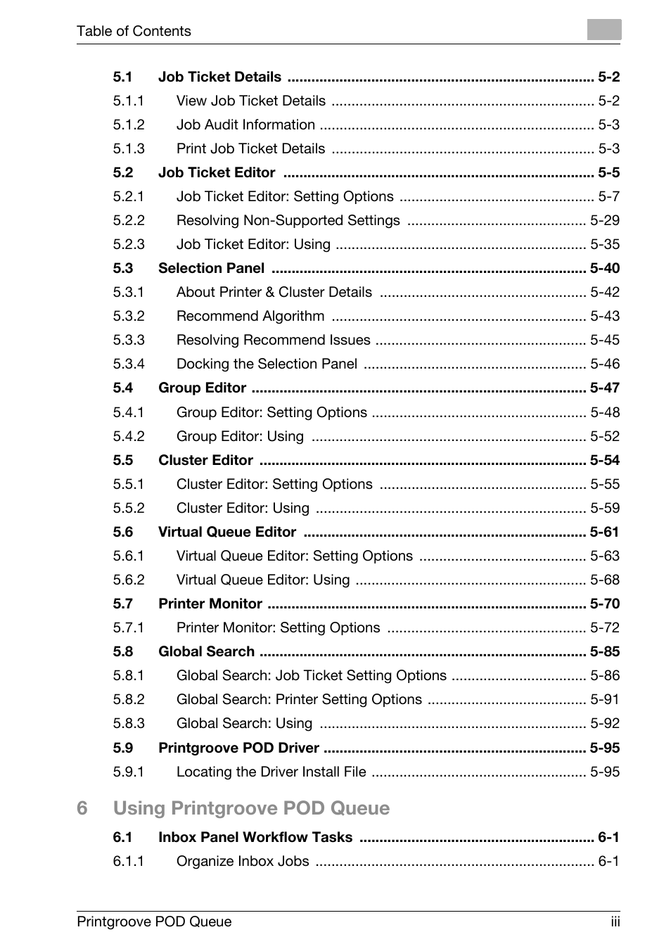 6using printgroove pod queue | Konica Minolta Printgroove User Manual | Page 4 / 195